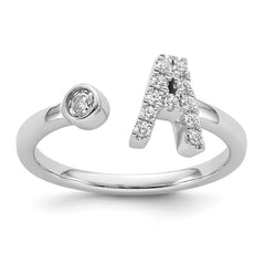 14k White Gold 1/6 carat Lab Grown Diamond VS/SI+ G+ Initial A Adjustable Ring