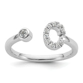 14k White Gold 1/5 carat Lab Grown Diamond VS/SI+ G+ Initial C Adjustable Ring