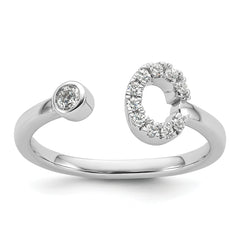 14k White Gold 1/5 carat Lab Grown Diamond VS/SI+ G+ Initial C Adjustable Ring