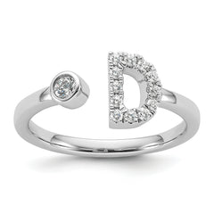 14k White Gold 1/5 carat Lab Grown Diamond VS/SI+ G+ Initial D Adjustable Ring