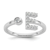 14k White Gold 1/5 carat Lab Grown Diamond VS/SI+ G+ Initial E Adjustable Ring