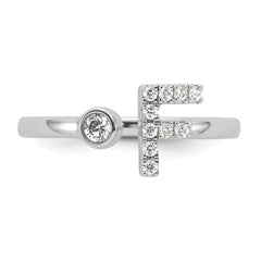 14k White Gold 1/6 carat Lab Grown Diamond VS/SI+ G+ Initial F Adjustable Ring