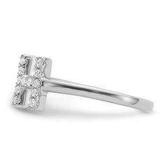14k White Gold 1/5 carat Lab Grown Diamond VS/SI+ G+ Initial H Adjustable Ring