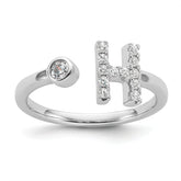 14k White Gold 1/5 carat Lab Grown Diamond VS/SI+ G+ Initial H Adjustable Ring