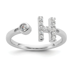 14k White Gold 1/5 carat Lab Grown Diamond VS/SI+ G+ Initial H Adjustable Ring