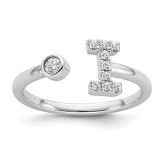 14k White Gold 1/6 carat Lab Grown Diamond VS/SI+ G+ Initial I Adjustable Ring