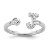 14k White Gold 1/6 carat Lab Grown Diamond VS/SI+ G+ Initial J Adjustable Ring