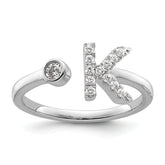 14k White Gold 1/5 carat Lab Grown Diamond VS/SI+ G+ Initial K Adjustable Ring