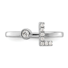 14k White Gold 1/8 carat Lab Grown Diamond VS/SI+ G+ Initial L Adjustable Ring