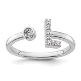 14k White Gold 1/8 carat Lab Grown Diamond VS/SI+ G+ Initial L Adjustable Ring