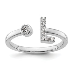 14k White Gold 1/8 carat Lab Grown Diamond VS/SI+ G+ Initial L Adjustable Ring