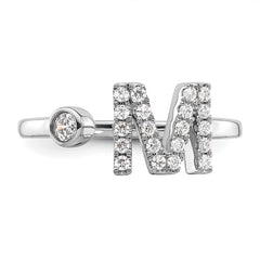 14k White Gold 1/4 carat Lab Grown Diamond VS/SI+ G+ Initial M Adjustable Ring