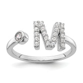 14k White Gold 1/4 carat Lab Grown Diamond VS/SI+ G+ Initial M Adjustable Ring