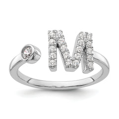 14k White Gold 1/4 carat Lab Grown Diamond VS/SI+ G+ Initial M Adjustable Ring