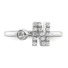 14k White Gold 1/5 carat Lab Grown Diamond VS/SI+ G+ Initial N Adjustable Ring