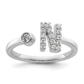 14k White Gold 1/5 carat Lab Grown Diamond VS/SI+ G+ Initial N Adjustable Ring