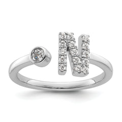14k White Gold 1/5 carat Lab Grown Diamond VS/SI+ G+ Initial N Adjustable Ring