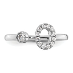 14k White Gold 1/5 carat Lab Grown Diamond VS/SI+ G+ Initial O Adjustable Ring