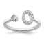 14k White Gold 1/5 carat Lab Grown Diamond VS/SI+ G+ Initial O Adjustable Ring