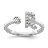 14k White Gold 1/5 carat Lab Grown Diamond VS/SI+ G+ Initial R Adjustable Ring