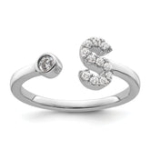 14k White Gold 1/6 carat Lab Grown Diamond VS/SI+ G+ Initial S Adjustable Ring