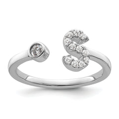 14k White Gold 1/6 carat Lab Grown Diamond VS/SI+ G+ Initial S Adjustable Ring