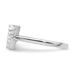14k White Gold 1/6 carat Lab Grown Diamond VS/SI+ G+ Initial V Adjustable Ring