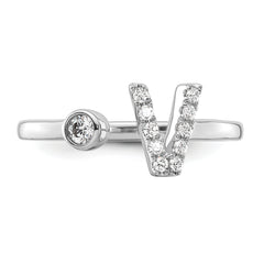 14k White Gold 1/6 carat Lab Grown Diamond VS/SI+ G+ Initial V Adjustable Ring