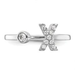 14k White Gold 1/6 carat Lab Grown Diamond VS/SI+ G+ Initial X Adjustable Ring