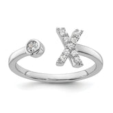 14k White Gold 1/6 carat Lab Grown Diamond VS/SI+ G+ Initial X Adjustable Ring