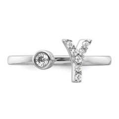 14k White Gold 1/8 carat Lab Grown Diamond VS/SI+ G+ Initial Y Adjustable Ring