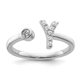 14k White Gold 1/8 carat Lab Grown Diamond VS/SI+ G+ Initial Y Adjustable Ring