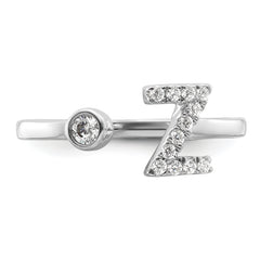 14k White Gold 1/5 carat Lab Grown Diamond VS/SI+ G+ Initial Z Adjustable Ring
