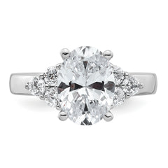 14k White Gold 3 carat Certified Lab Grown Diamond VS/SI+ G+ Oval Complete Three Stone Engagement Ring