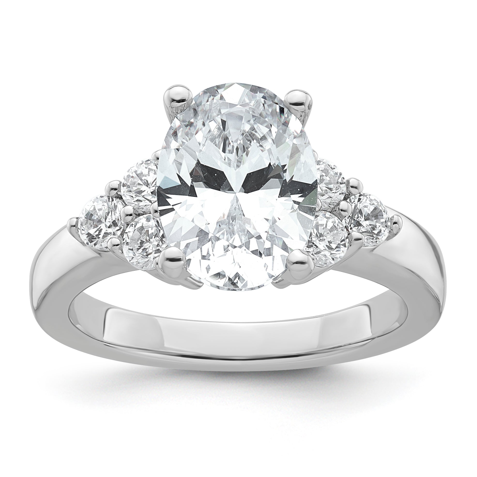 14k White Gold 1/2 carat Lab Grown Diamond VS/SI+ G+ Round 2 1/2 carat Oval Center Semi Mount Engagement Ring