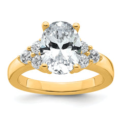 14k 1/2 carat Lab Grown Diamond VS/SI+ G+ Round 2 1/2 carat Oval Center Semi Mount Engagement Ring