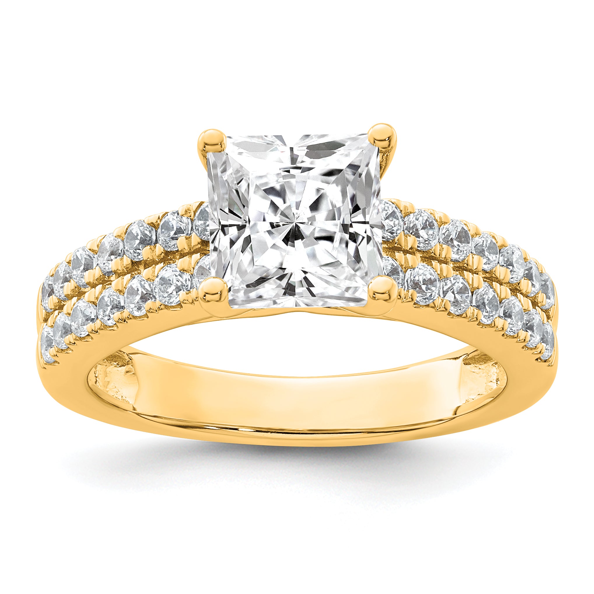 14k 1/2 carat Lab Grown Diamond VS/SI+ G+ 1 1/2 carat Princess Center Semi Mount Engagement Ring