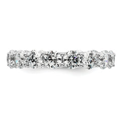 14k White Gold 3 7/8 carat Lab Grown Diamond VS+ F+ Round Complete Prong Set Size 7 Eternity Band