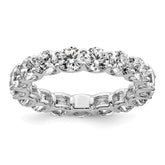 14k White Gold 3 7/8 carat Lab Grown Diamond VS+ F+ Round Complete Prong Set Size 7 Eternity Band