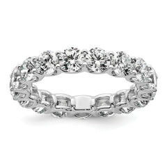 14k White Gold 3 7/8 carat Lab Grown Diamond VS+ F+ Round Complete Prong Set Size 7 Eternity Band