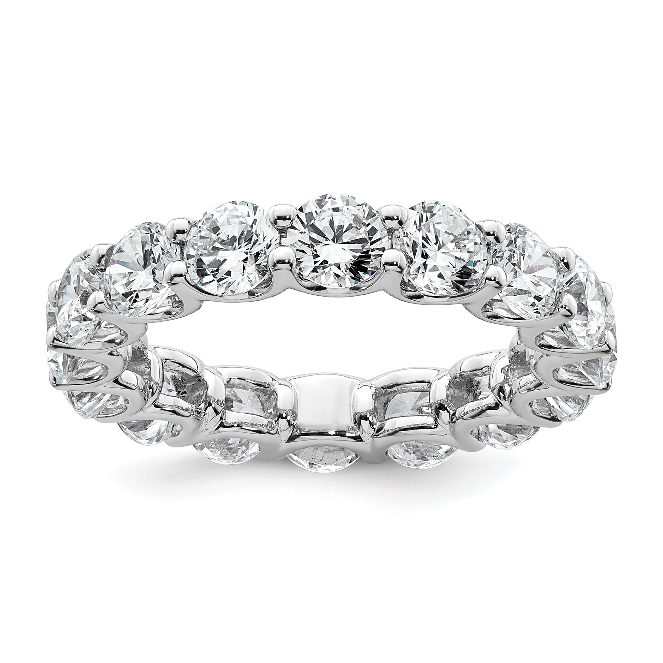 14k White Gold 4 3/4 carat Lab Grown Diamond VS+ F+ Round Complete Prong Set Size 7 Eternity Band