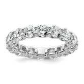 14k White Gold 4 3/4 carat Lab Grown Diamond VS+ F+ Round Complete Prong Set Size 7 Eternity Band