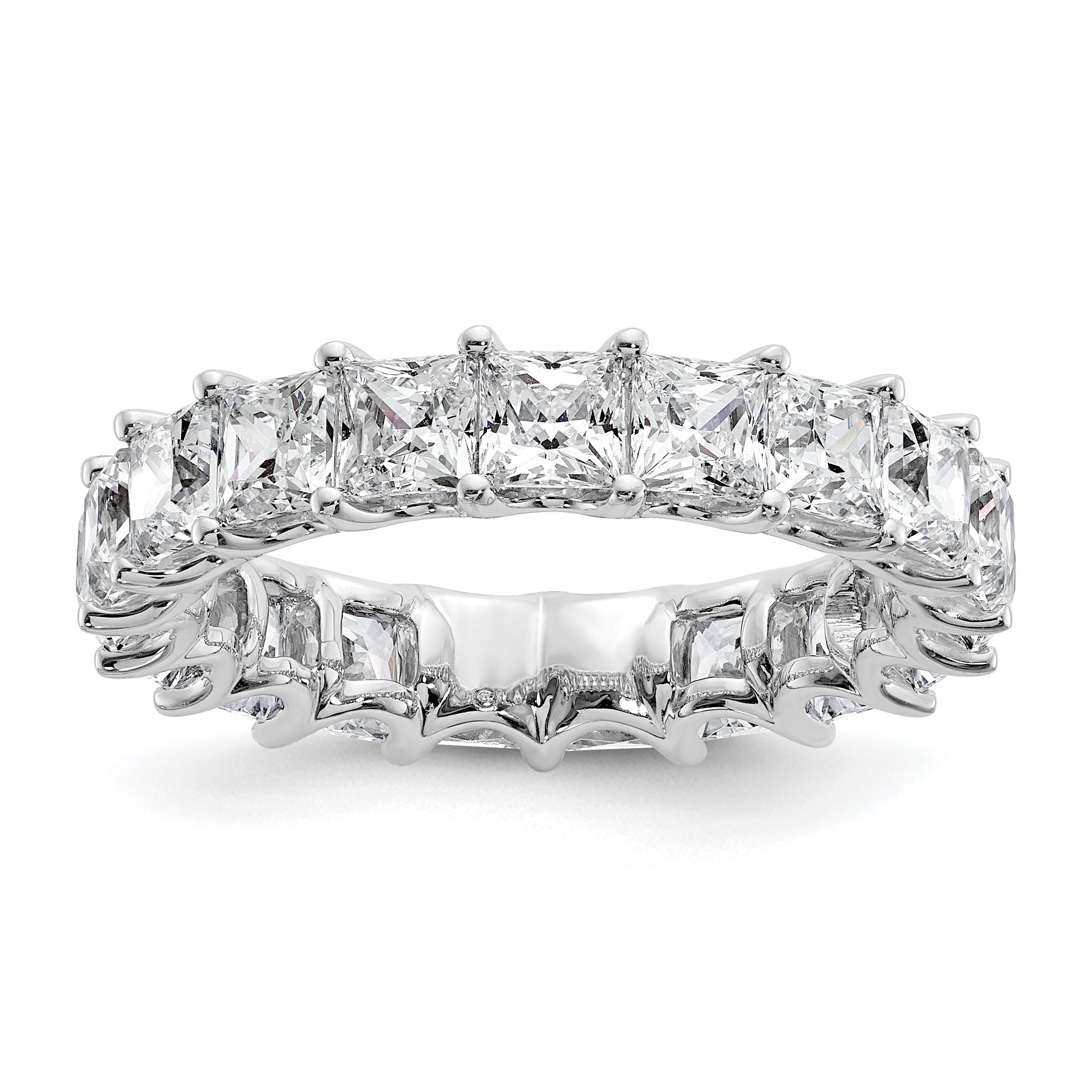 14k 5 carat Lab Grown Diamond VS/SI+ G+ Princess Complete Prong Set Size 9 Eternity Band