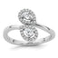 14K White Gold Polished Diamond Pear Bypass Ring