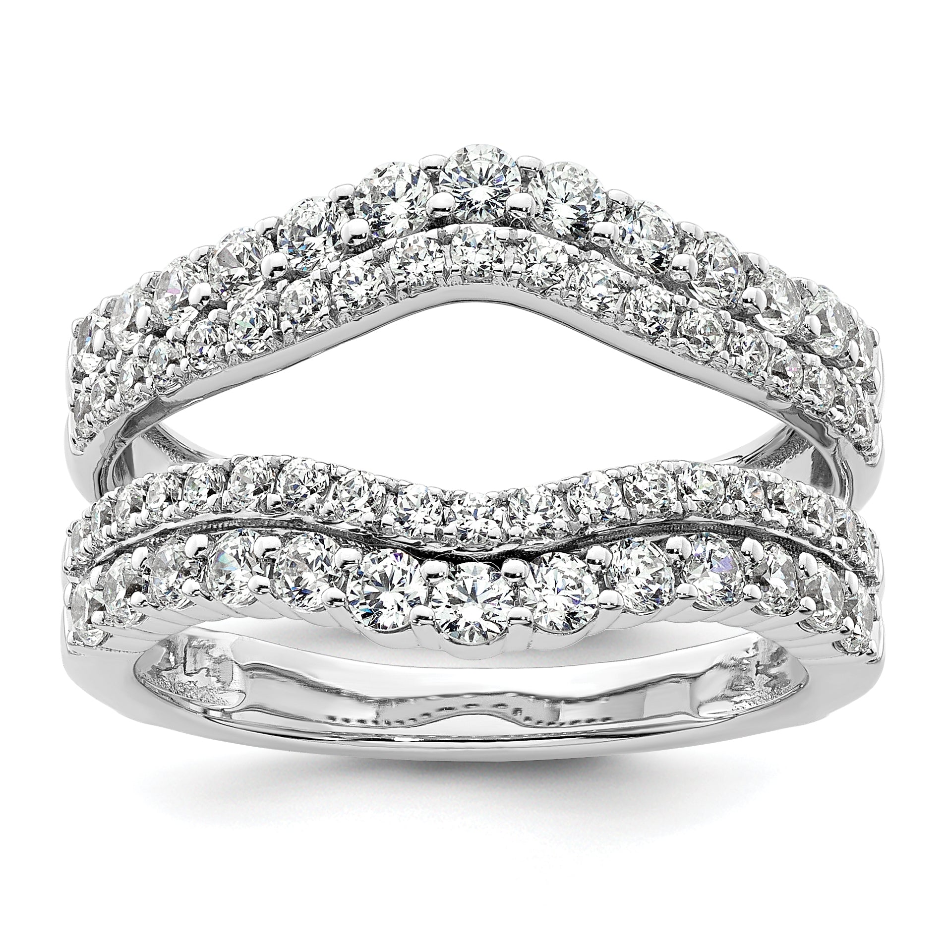 14k White Gold 1 1/4 carat Lab Grown Diamond VS/SI+ G+ Complete Double Row Ring Guard