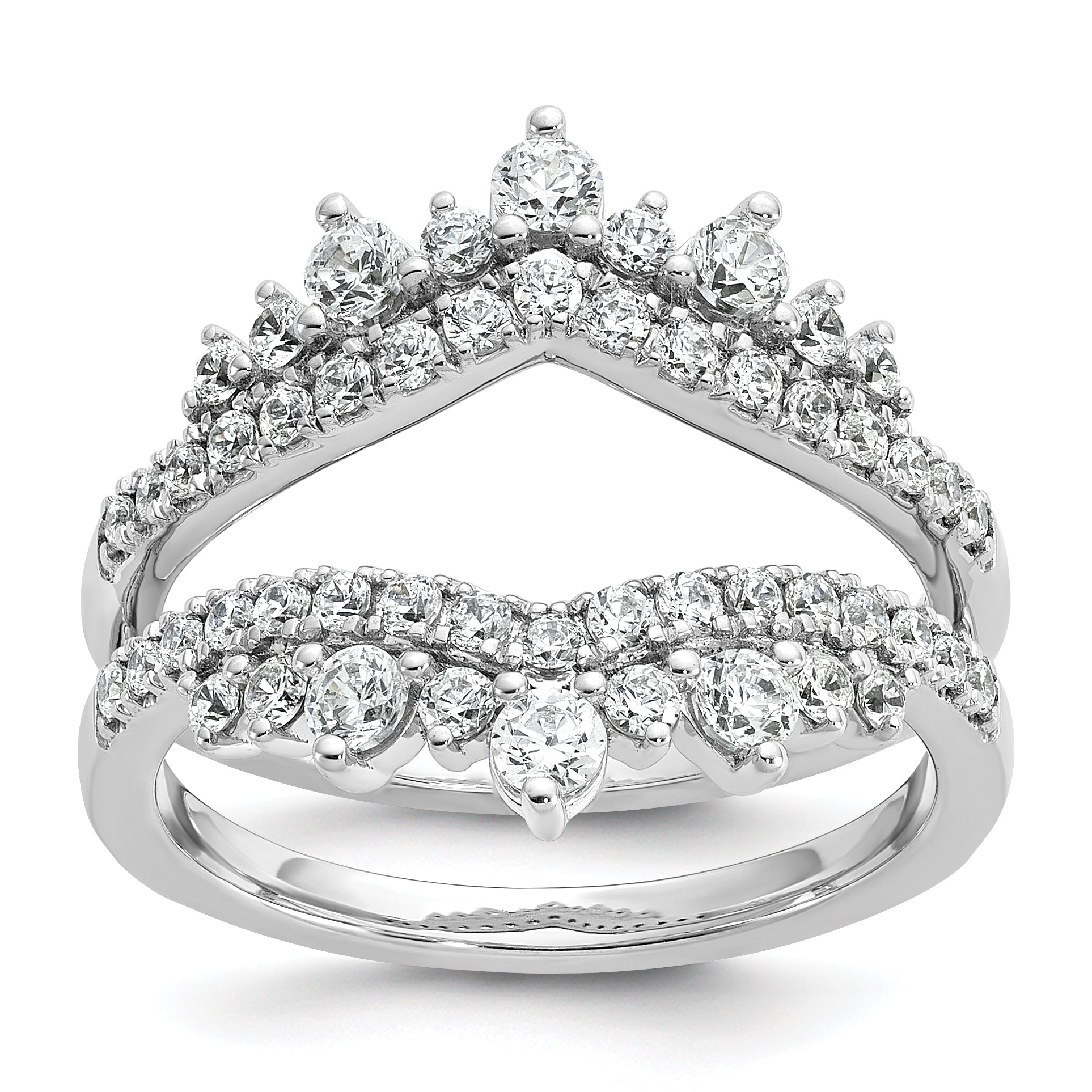 14k White Gold 1 carat Lab Grown Diamond VS/SI+ G+ Complete Double Row Ring Guard