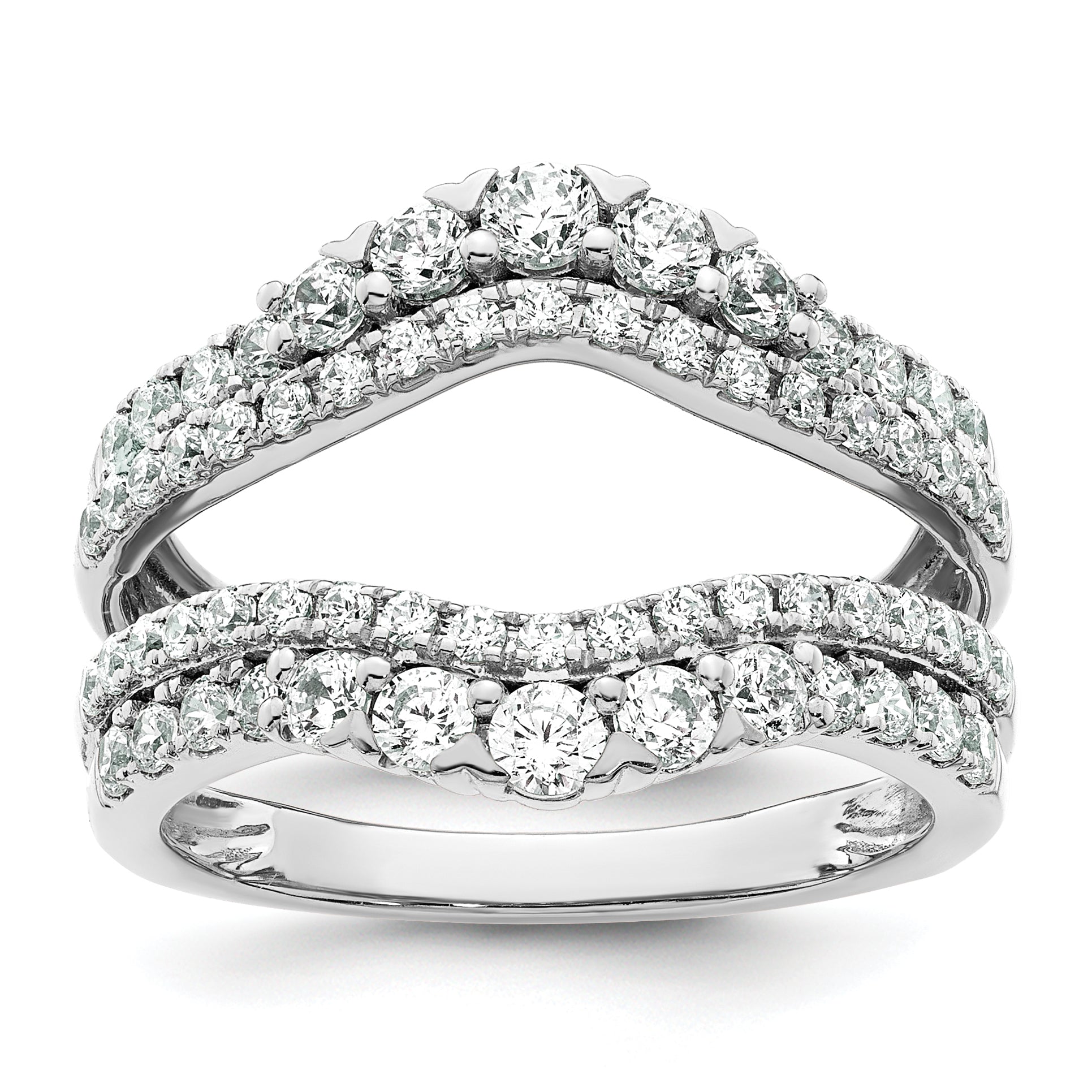 14k White Gold 1 1/4 carat Lab Grown Diamond VS/SI+ G+ Complete Double Row Ring Guard