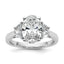 Oval Half Moon Lab-Grown Diamond Engagement Ring in 14K White Gold (3 1/8 ct. tw.), Size 7 - Sophia Jewelers