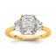 Radiant Half Moon Three-Stone Engagement Ring in 14K Yellow Gold (2 ct. tw.), Size 7 - Sophia Jewelers