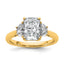 Radiant Half Moon Three-Stone Lab-Grown Diamond Ring in 14K Yellow Gold (2 1/2 ct. tw., VS+ F+), Size 7 - Sophia Jewelers